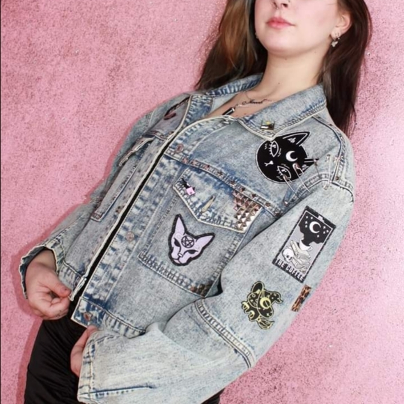 SOLD! Lucipurr! Custom witchy kitty vintage jacket- ONE OF A KIND! - Picture 8 of 16